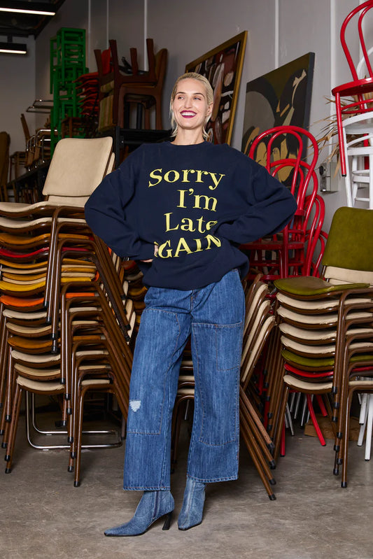 Sorry Sweater - Navy/Yellow