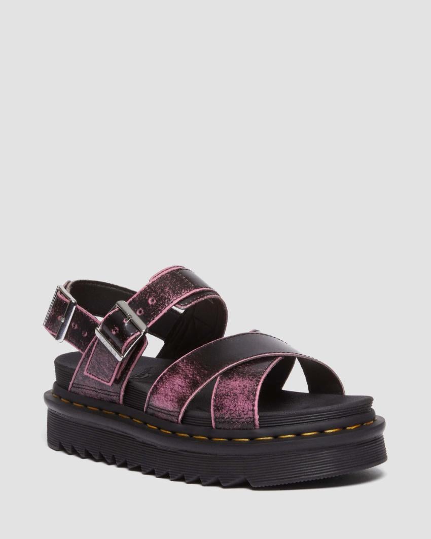 VossII Cross Strap Sandal - Black Fondant Pink Two Tone