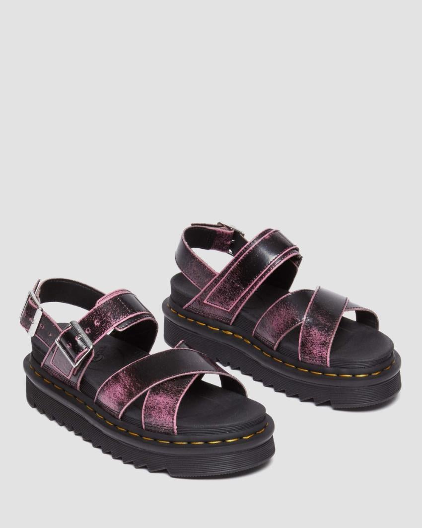 VossII Cross Strap Sandal - Black Fondant Pink Two Tone