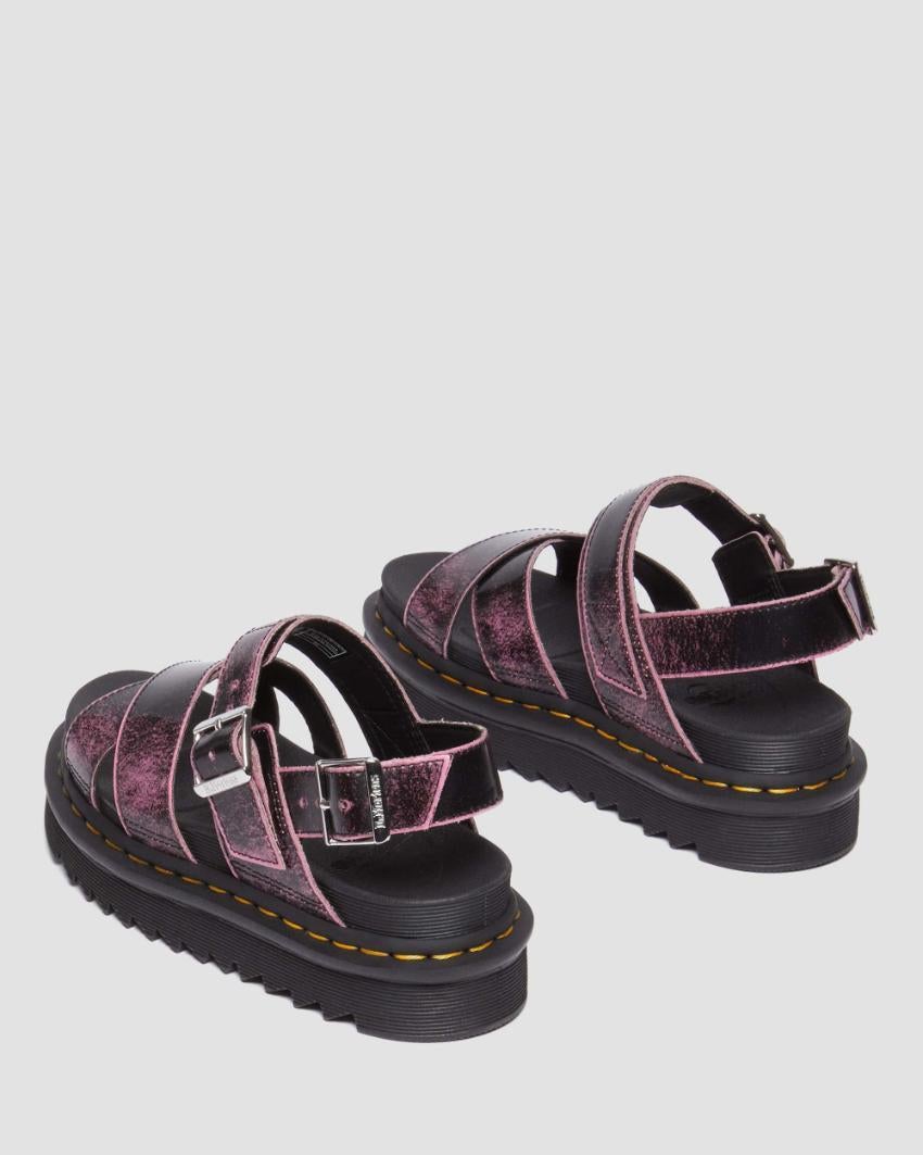 VossII Cross Strap Sandal - Black Fondant Pink Two Tone