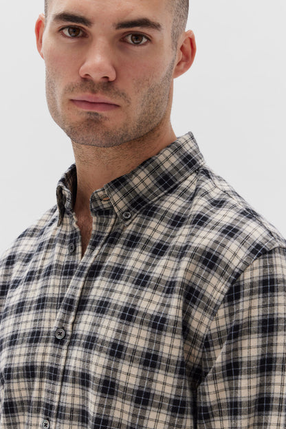 Brushed Flannel Check Shirt - Navy Check