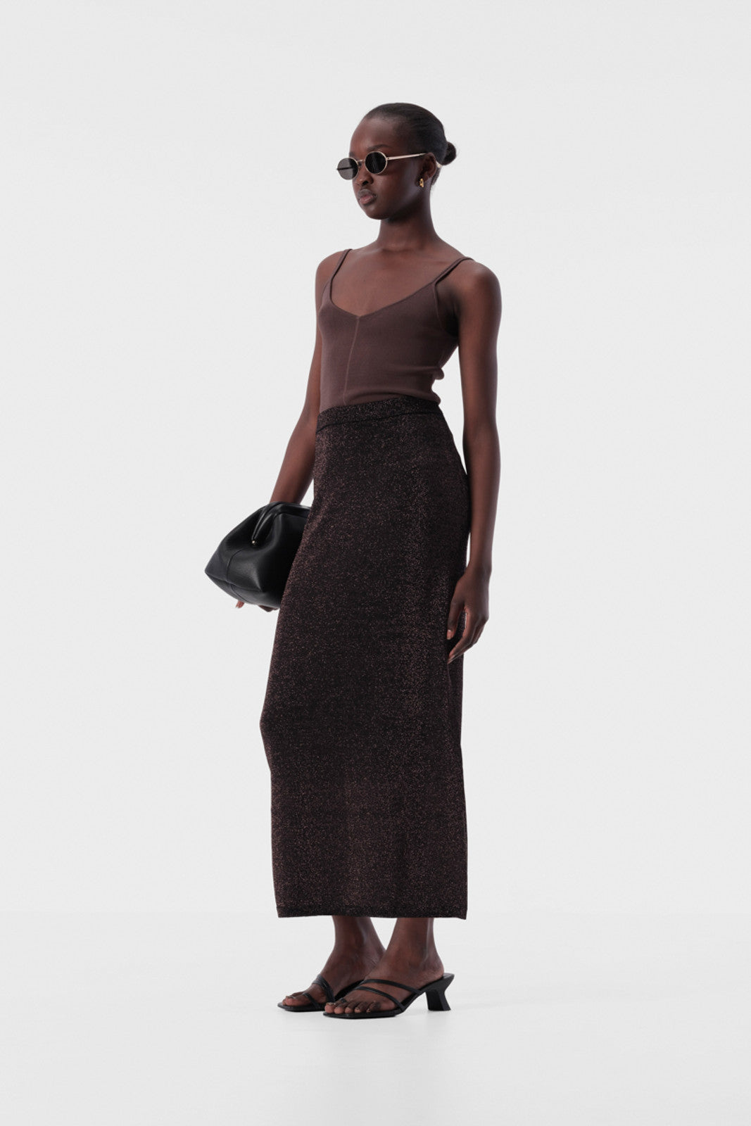 Thelma Knit Skirt - Copper Lurex