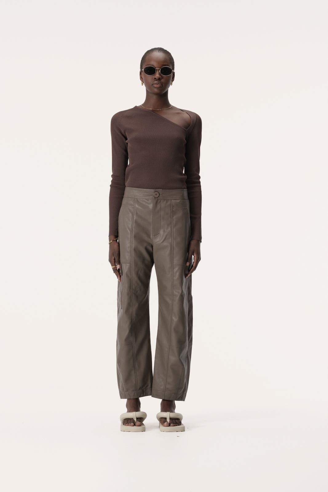 Roslyn Knit Top - Dark Taupe