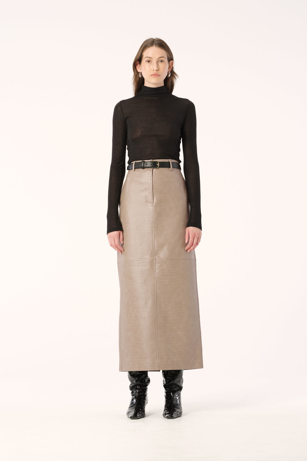 Akari Skirt - Taupe Croc