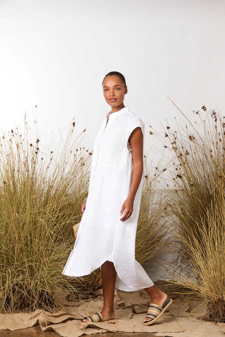 Bobby Pins Shirt Dress - White