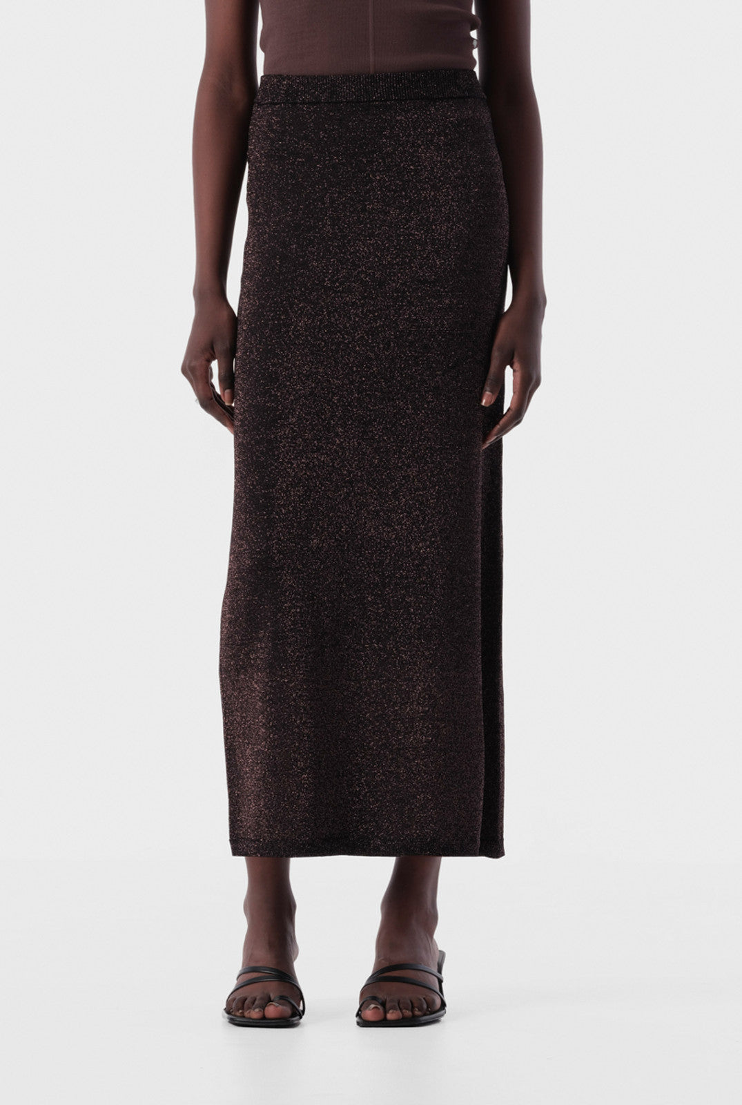 Thelma Knit Skirt - Copper Lurex