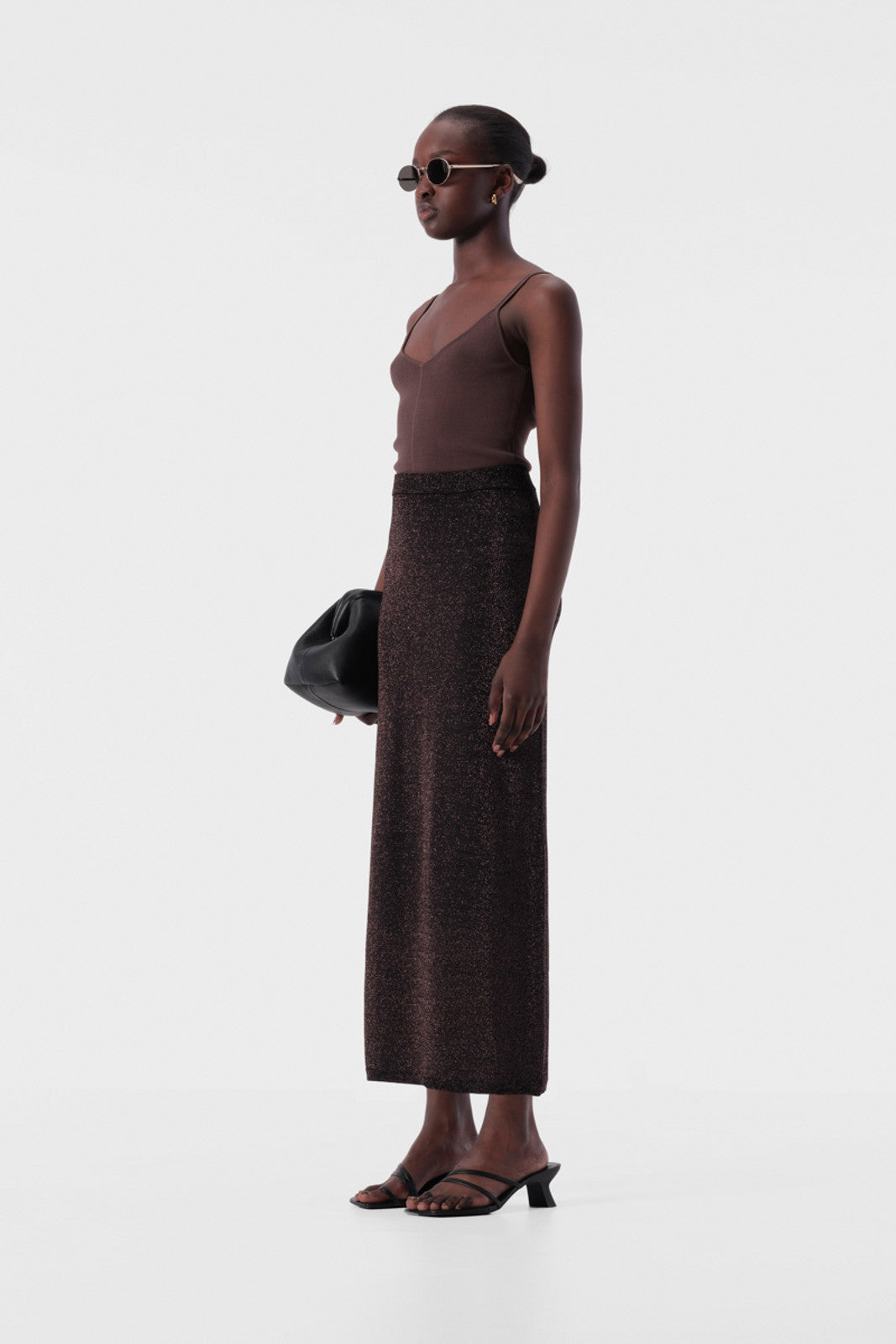 Thelma Knit Skirt - Copper Lurex