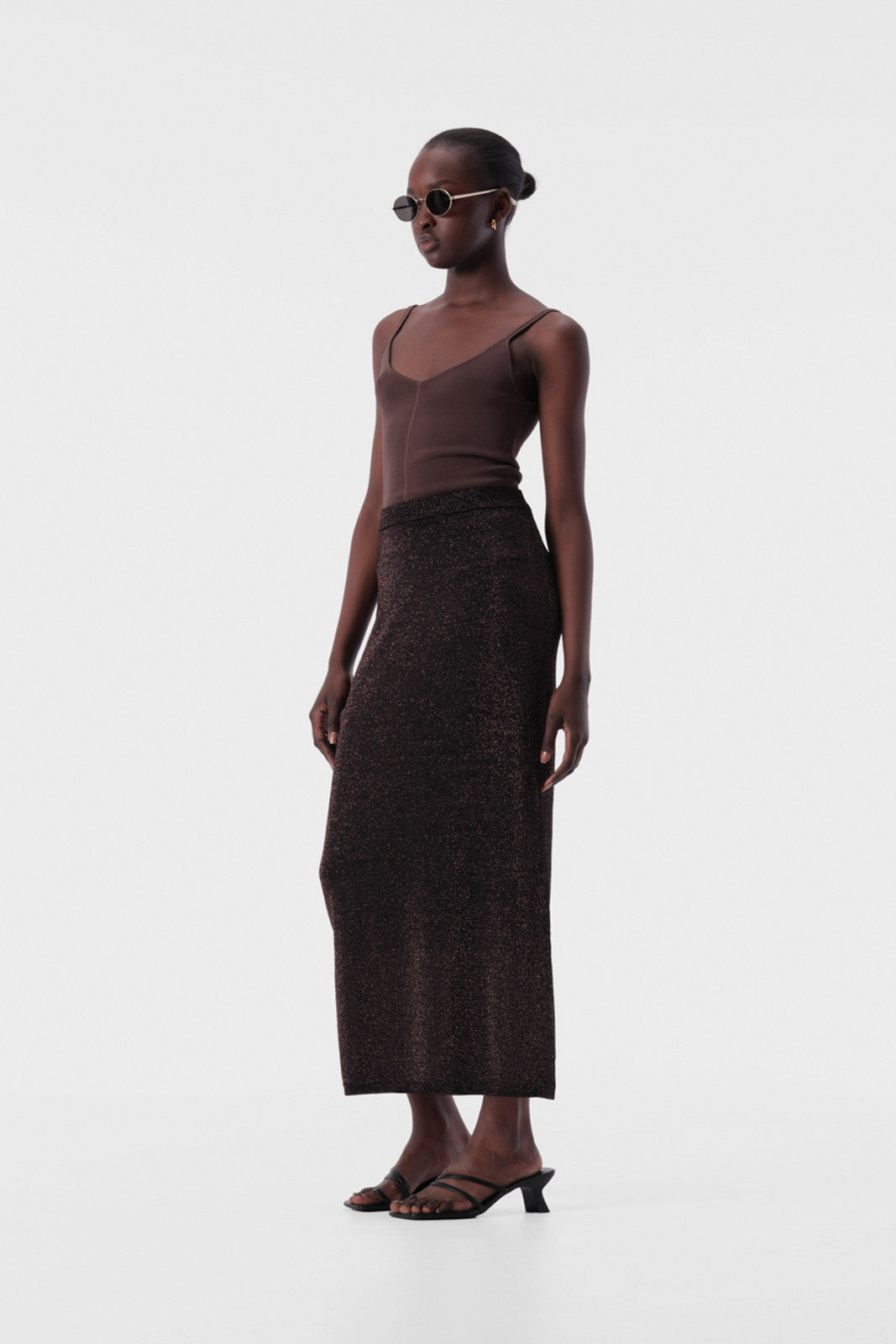 Thelma Knit Skirt - Copper Lurex