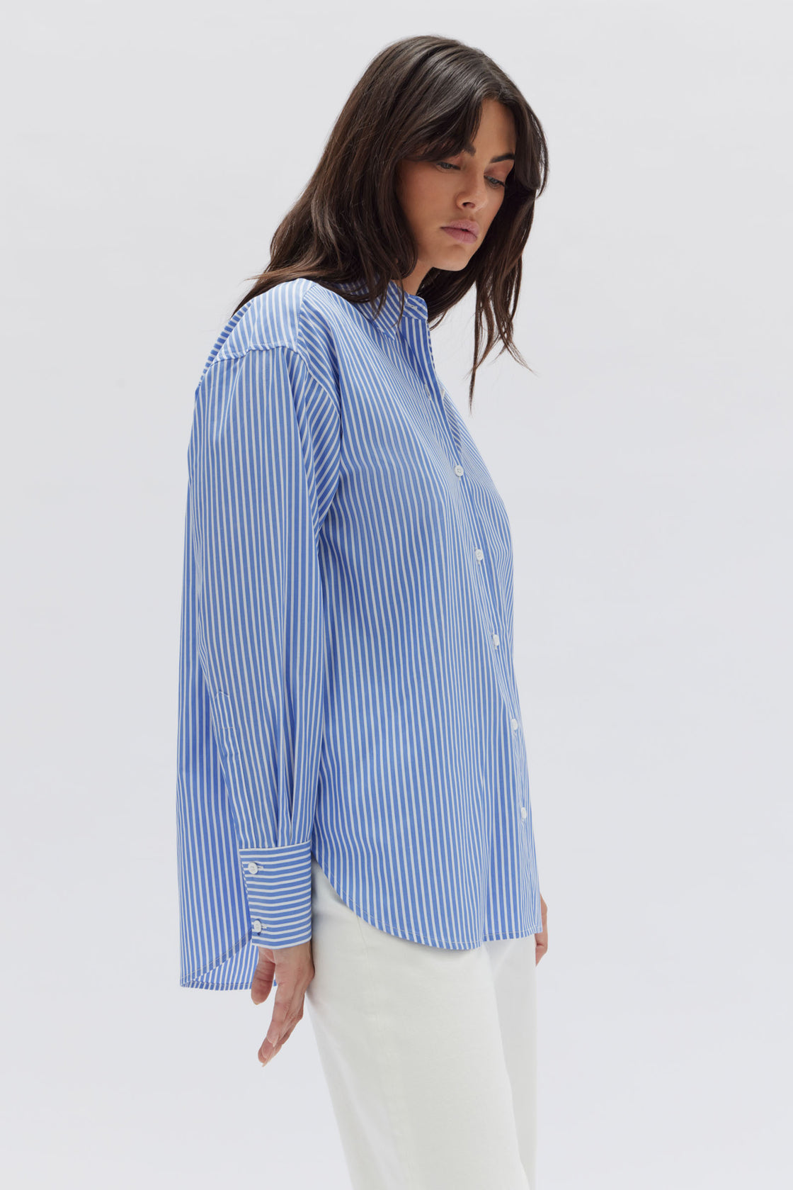 Signature Poplin Shirt - Blue White Stripe