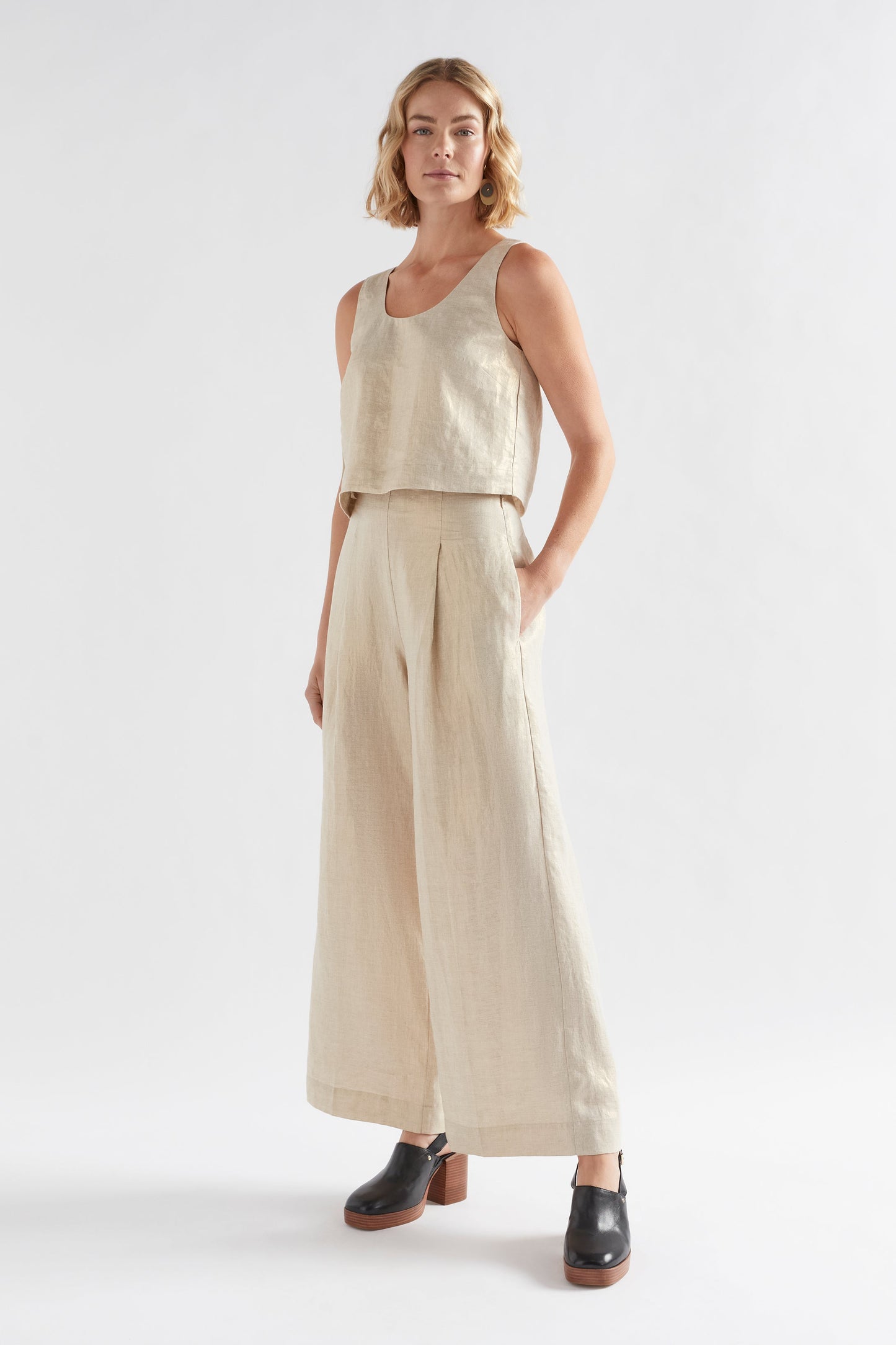 Metalen Pant - Gold Linen
