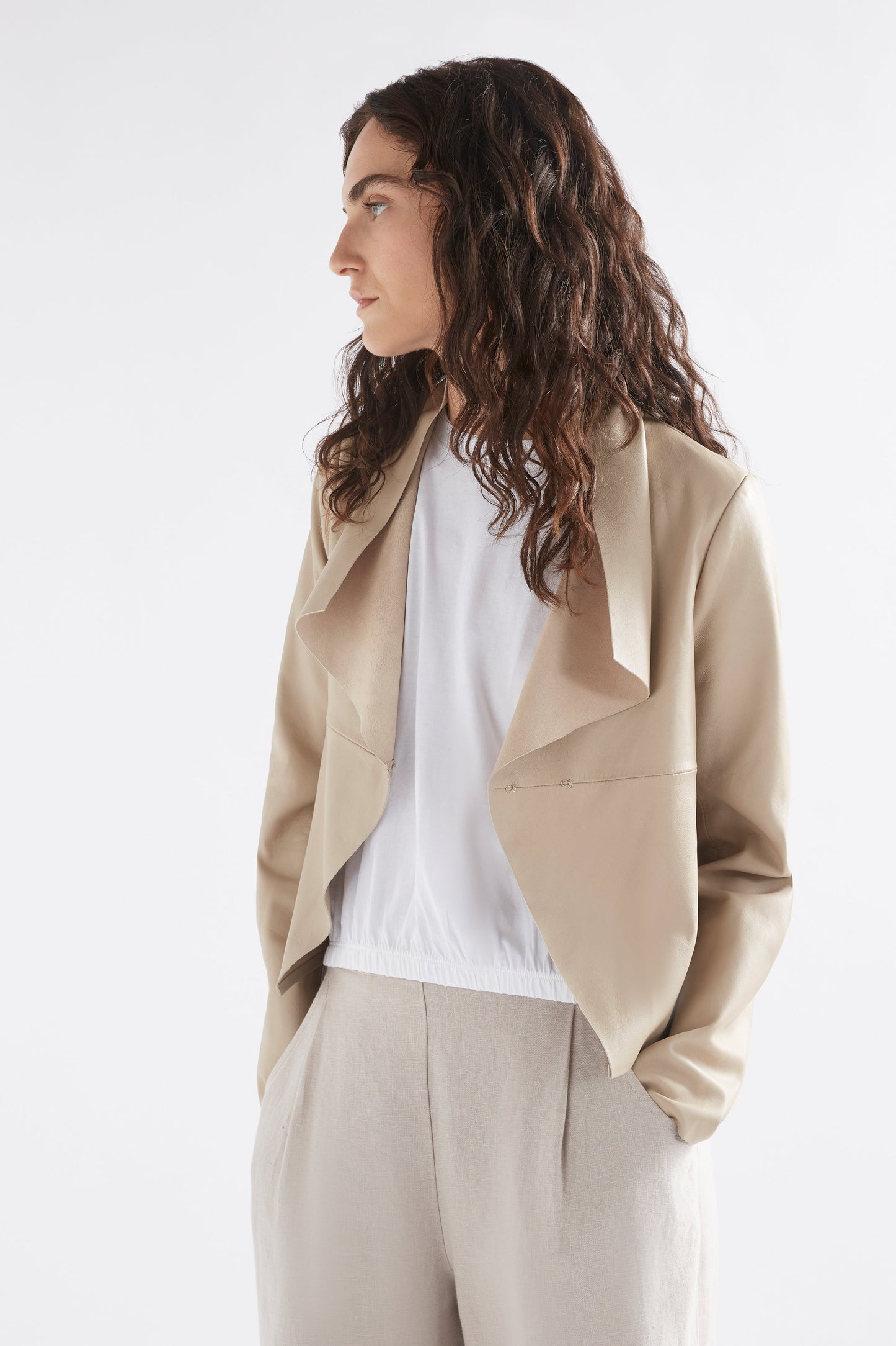 Fine Leather Jacket - Stone