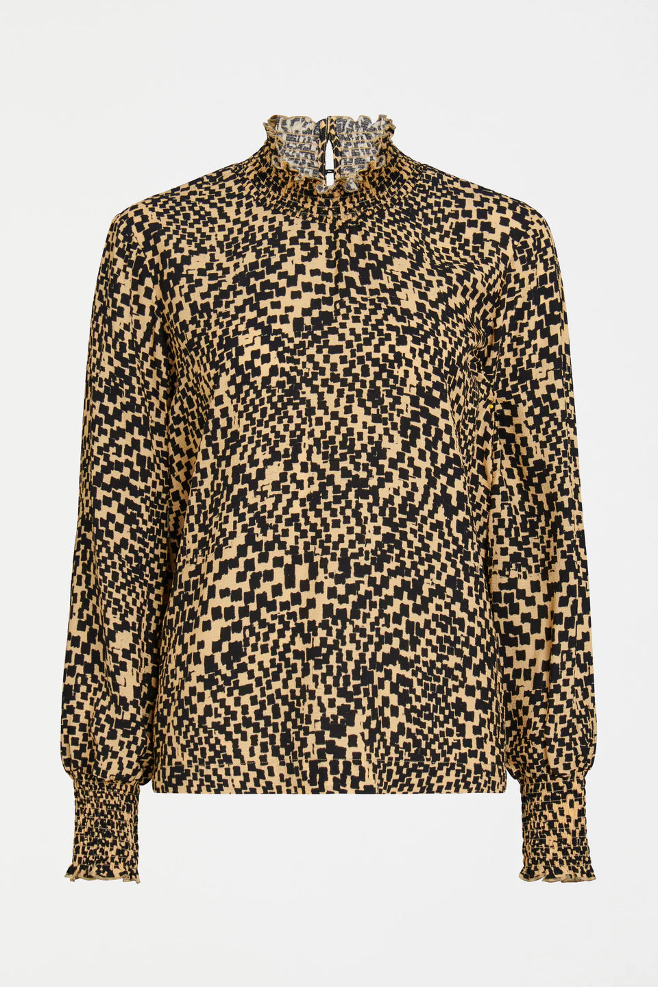 Veda Turtle Neck Top - Beige Sinda Print