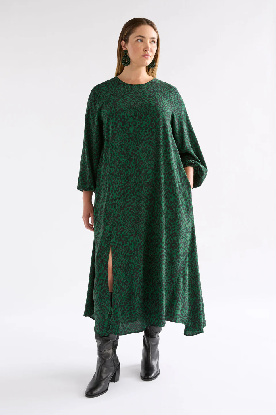 Dega Dress - Green Sinda Print