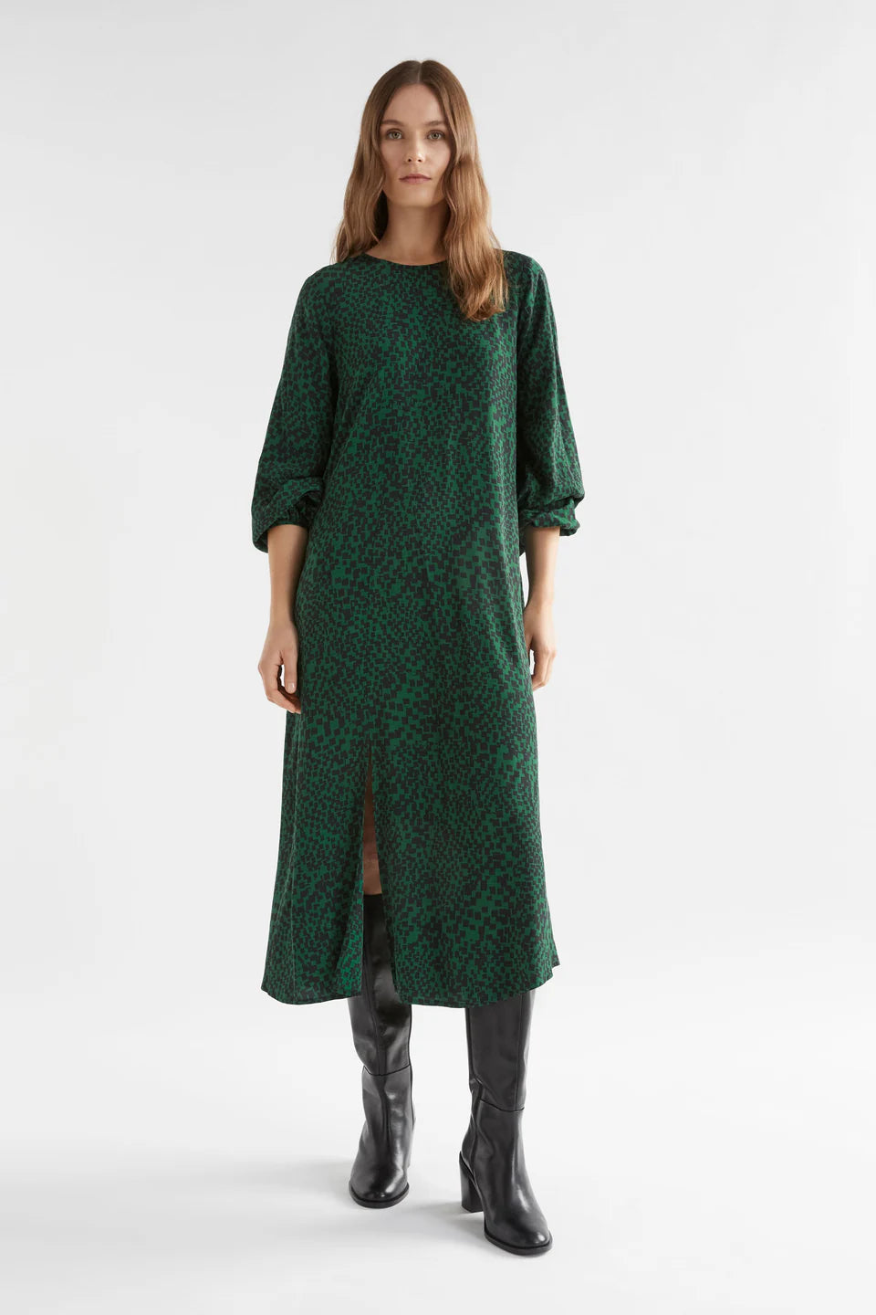 Dega Dress - Green Sinda Print
