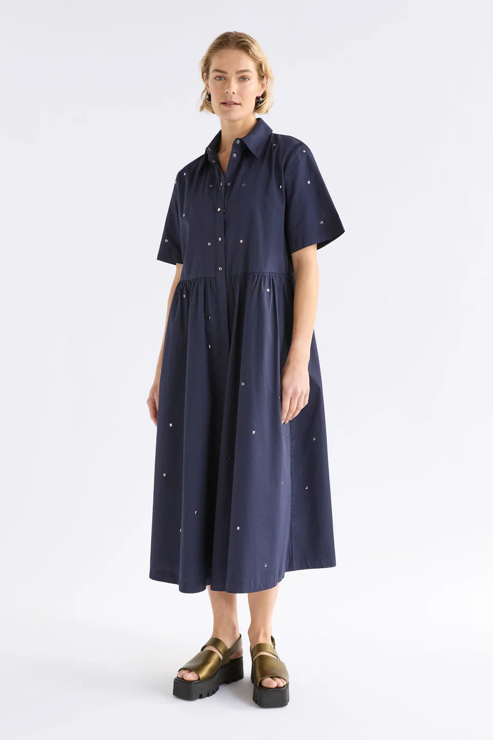 Stuud Long Shirt Dress - Bright Navy