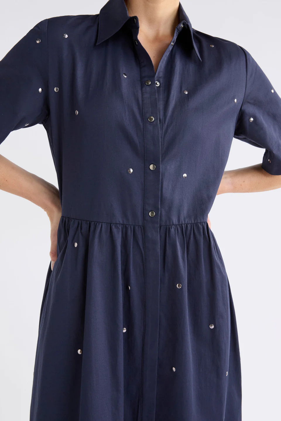 Stuud Long Shirt Dress - Bright Navy