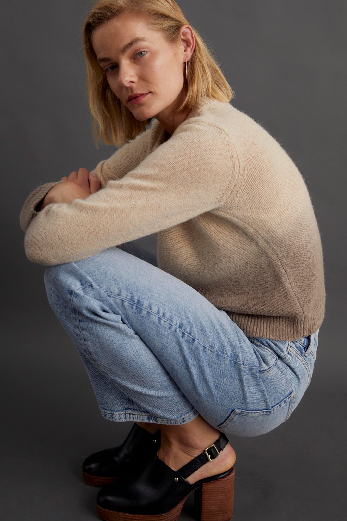 Ombre Sweater - Ecru/Brown