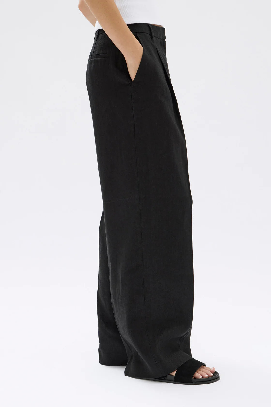 Aria Linen Pant - Black