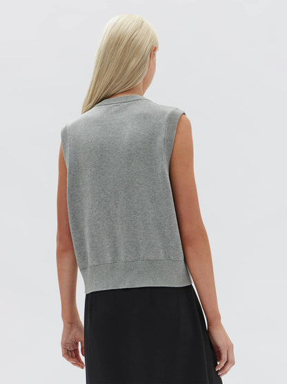 Ember Relaxed Knit Cotton Vest - Grey Marle