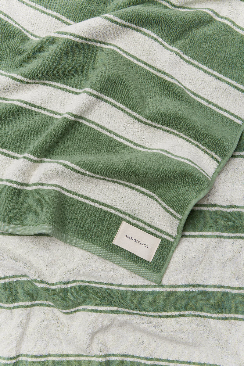 Beach Towel - Pandan/Cream Stripe