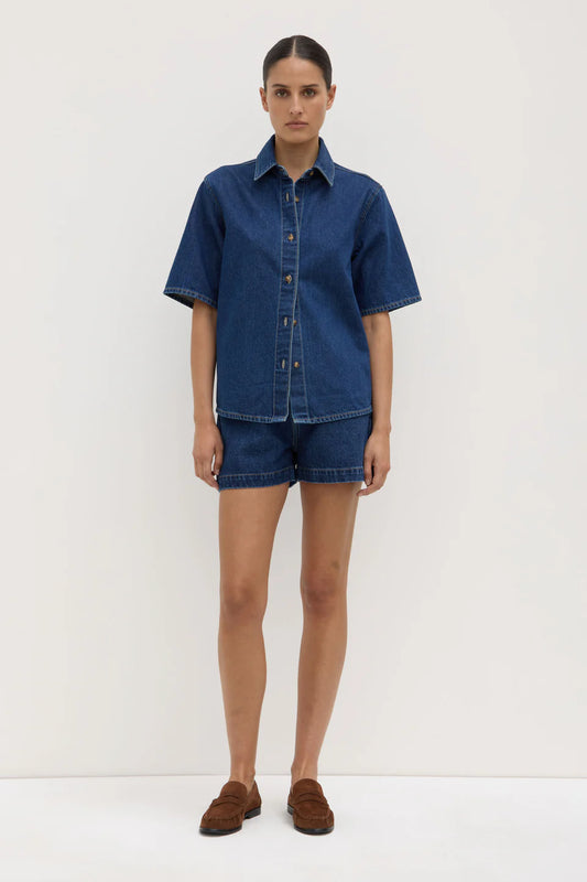 Boxy Denim SS Shirt - Heritage Blue