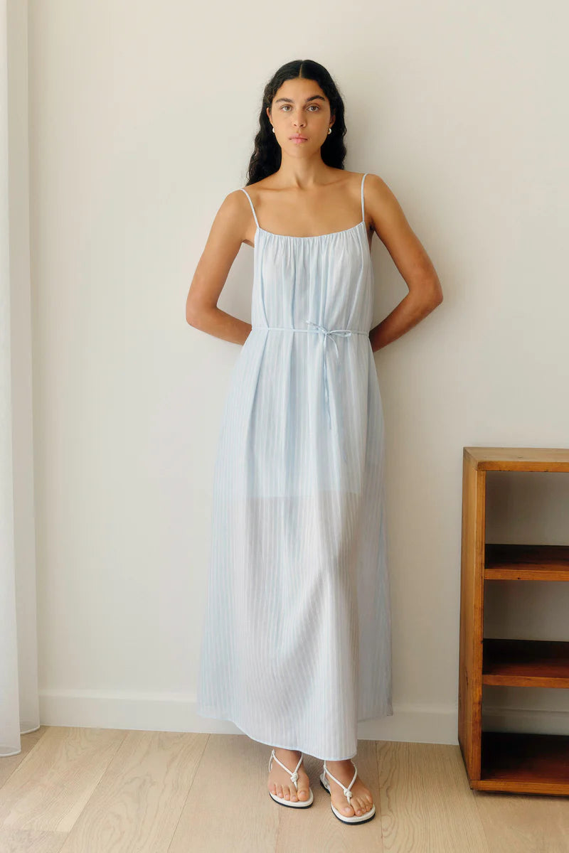 Cammy Stripe Maxi Dress - Blue Haze/White