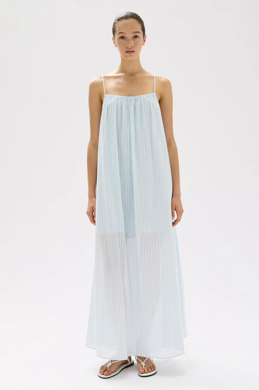 Cammy Stripe Maxi Dress - Blue Haze/White