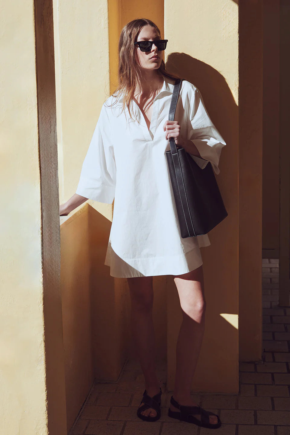Claire Mini Shirt Dress - White