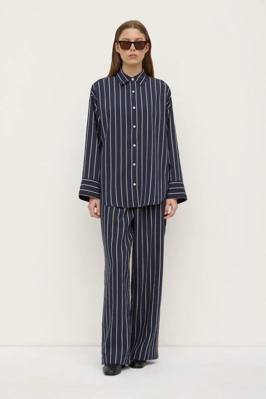 Colleen Stripe LS Shirt - Navy/Tan Stripe