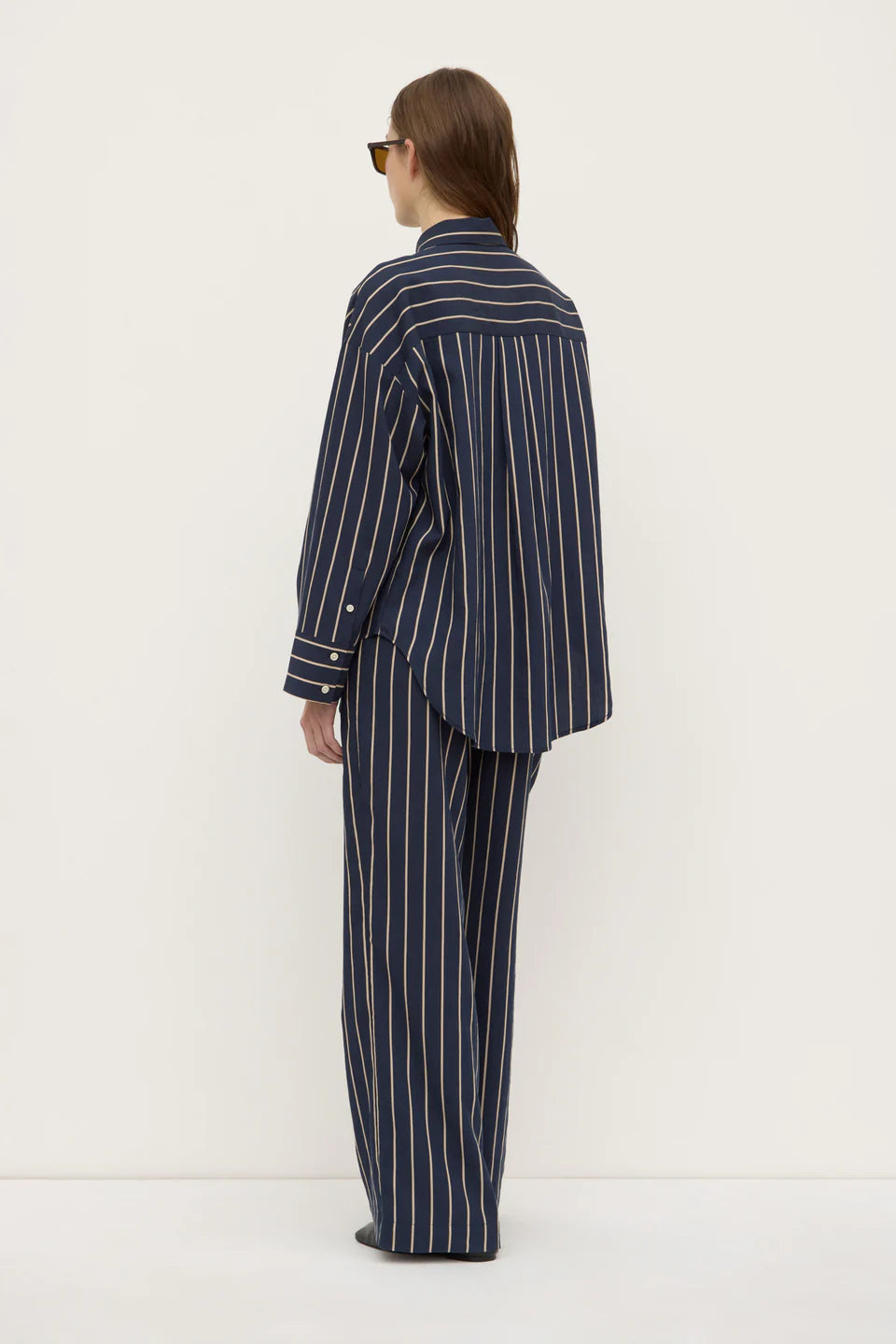 Colleen Stripe LS Shirt - Navy/Tan Stripe