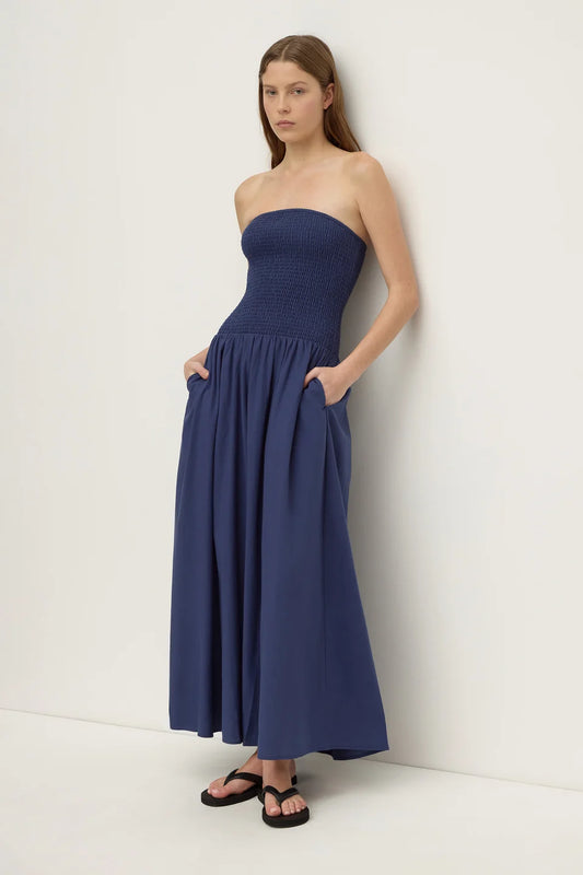 Connie Shirred Dress - Imperial Blue