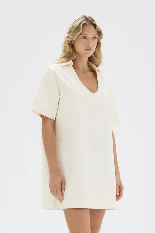 Genevieve Denim Mini Dress - Ecru