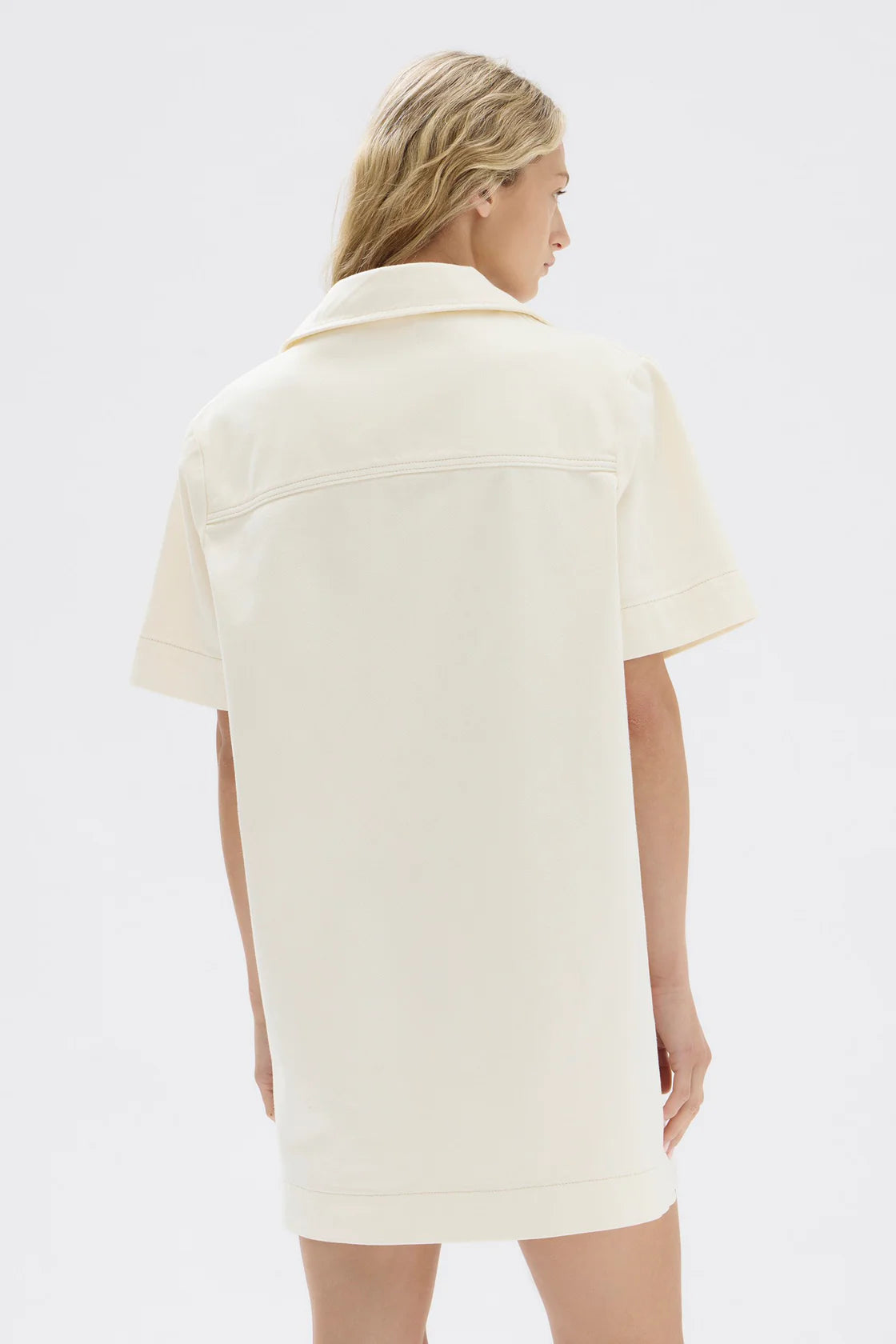 Genevieve Denim Mini Dress - Ecru