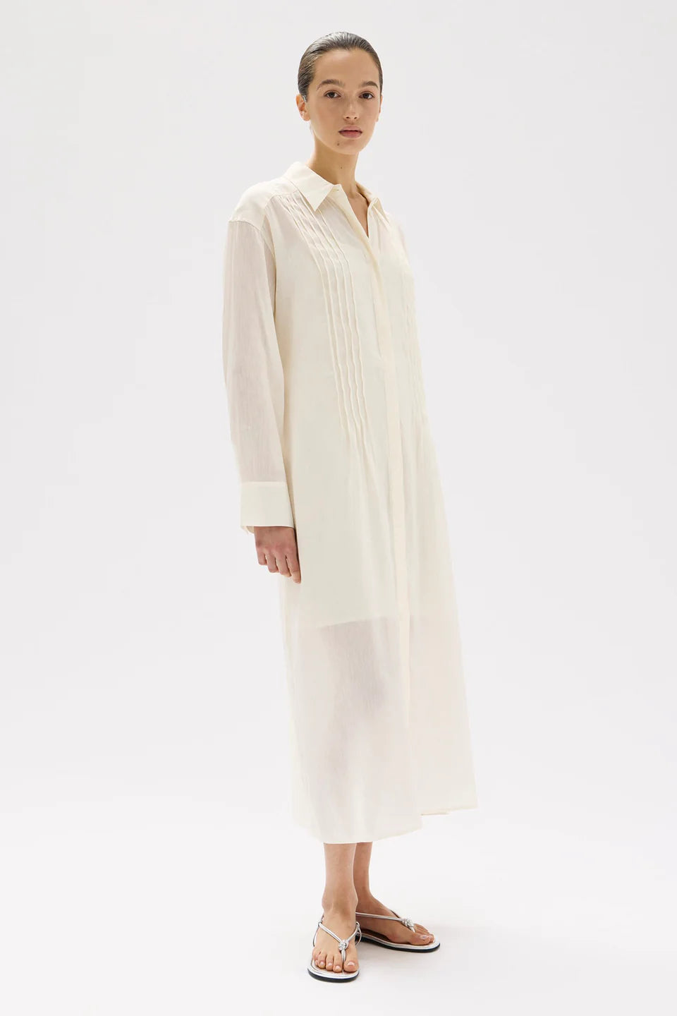 Harper Linen Silk Maxi Dress - Cream