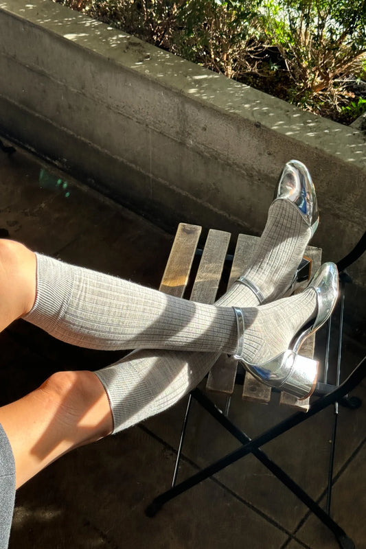 Le Bon Schoolgirl Sox - Grey Wool Blend