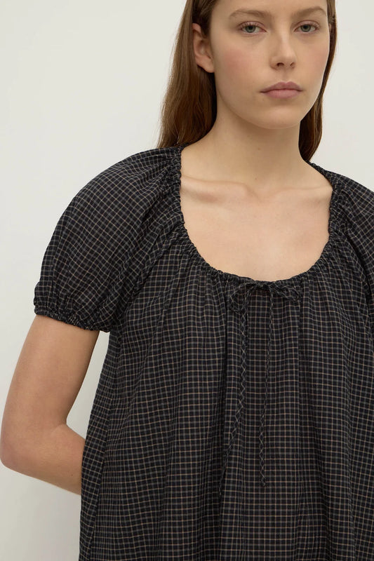 Iris Check Mini Dress - True Navy