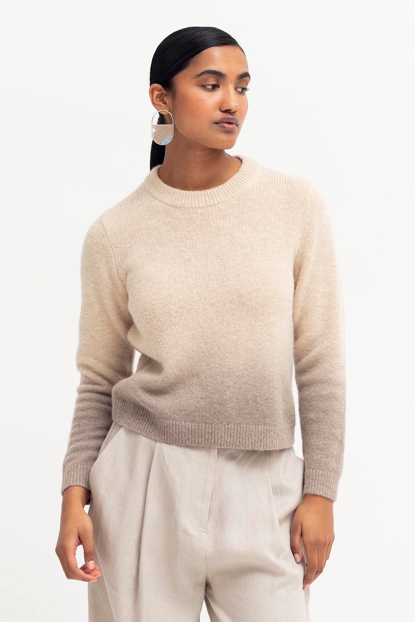 Ombre Sweater - Ecru/Brown