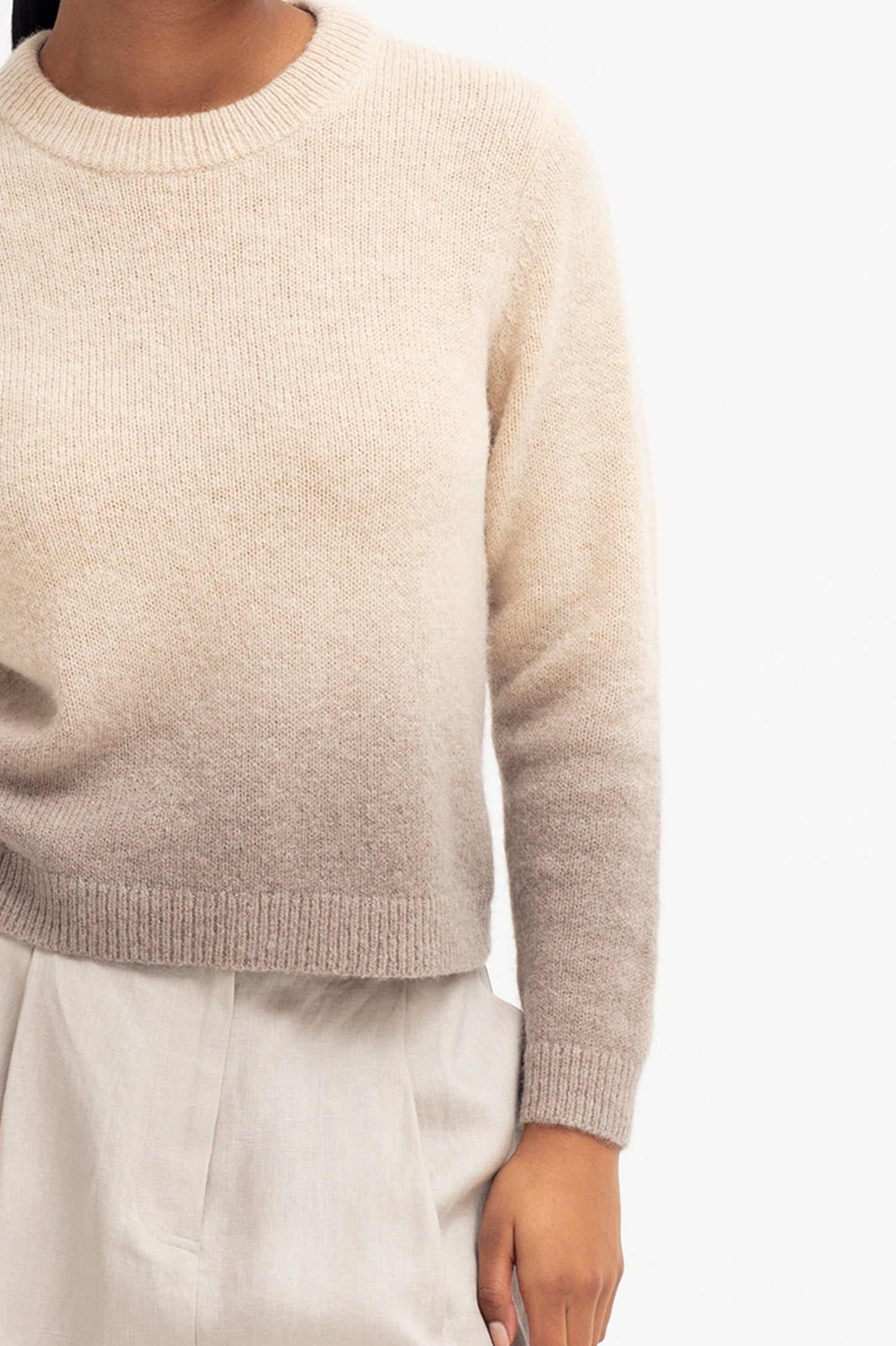 Ombre Sweater - Ecru/Brown