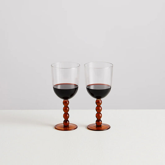 Volute Wine Glasses Set x 2 - Amber/Clear
