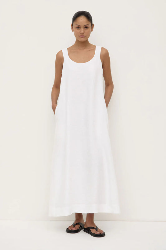 Maree Linen Midi Dress - White