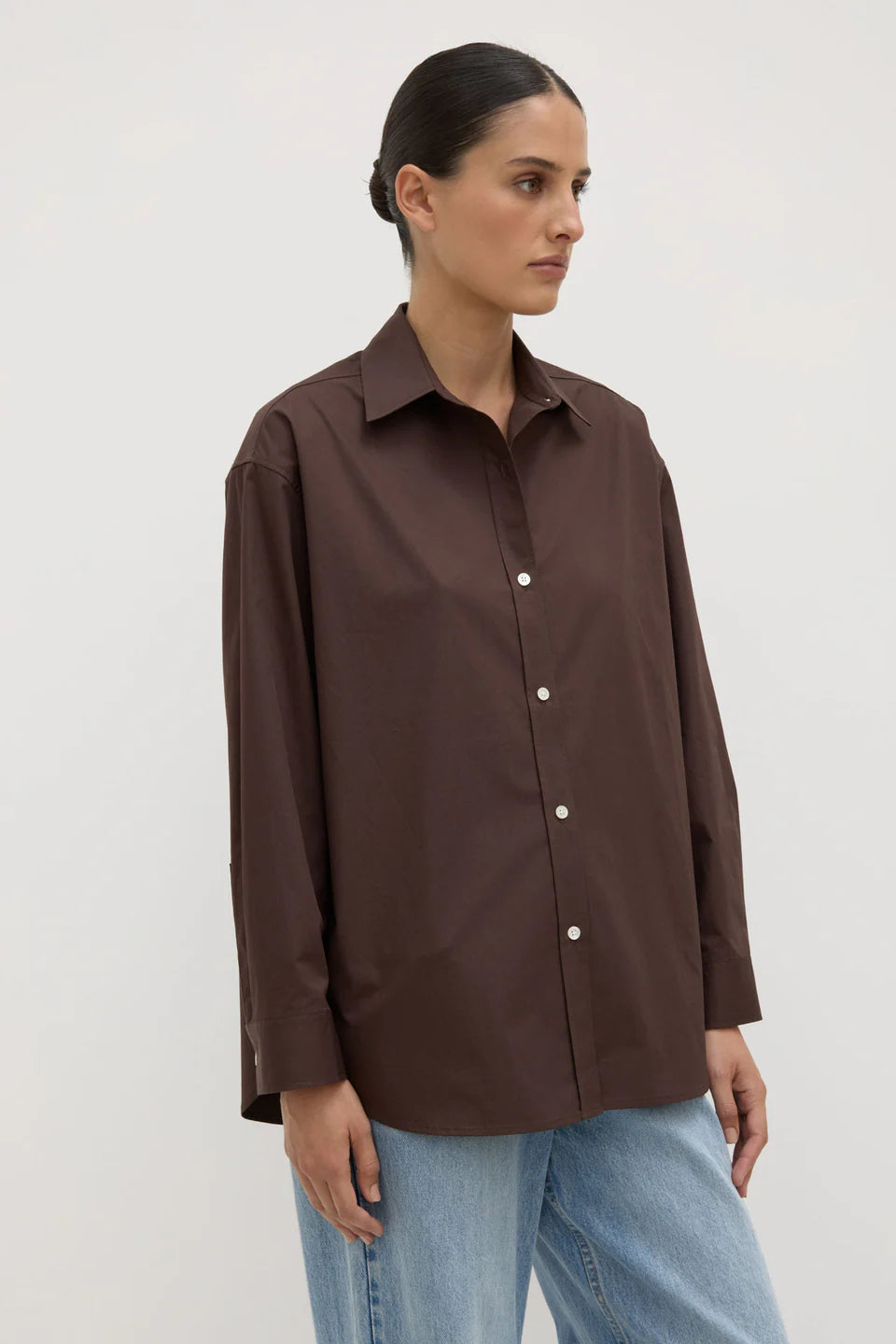 Marigold Poplin LS Shirt - Ganache