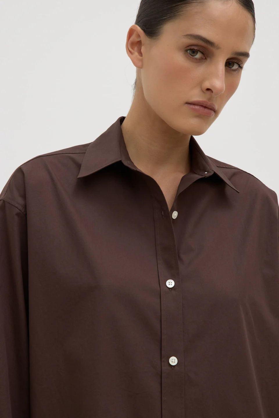 Marigold Poplin LS Shirt - Ganache