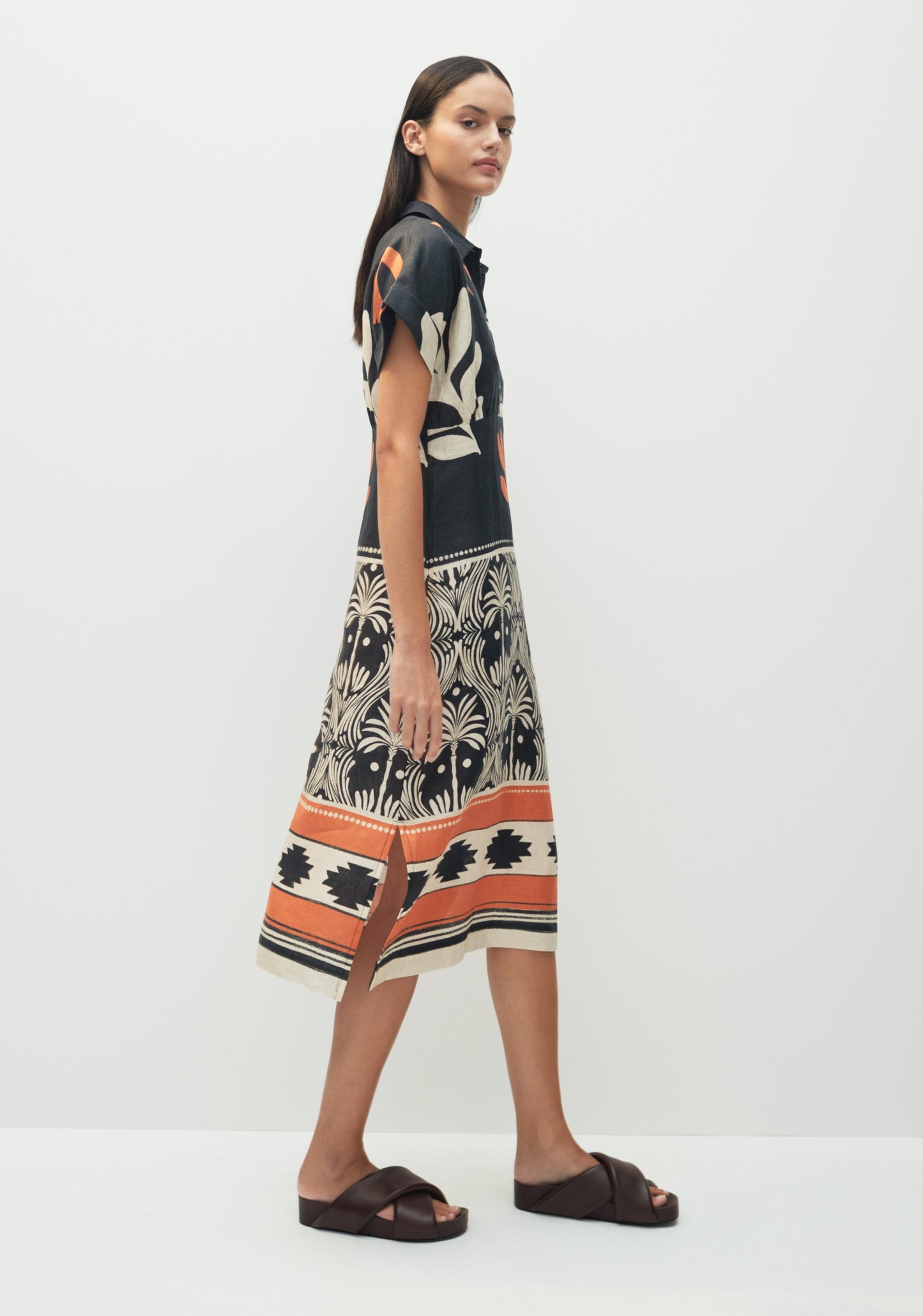 Imala Linen Shirt Dress - Print