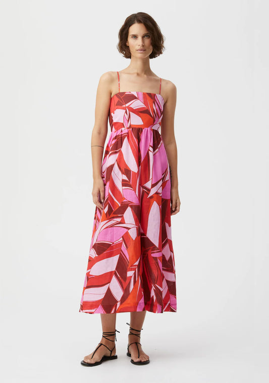 Rosita Strappy Linen Dress - Print