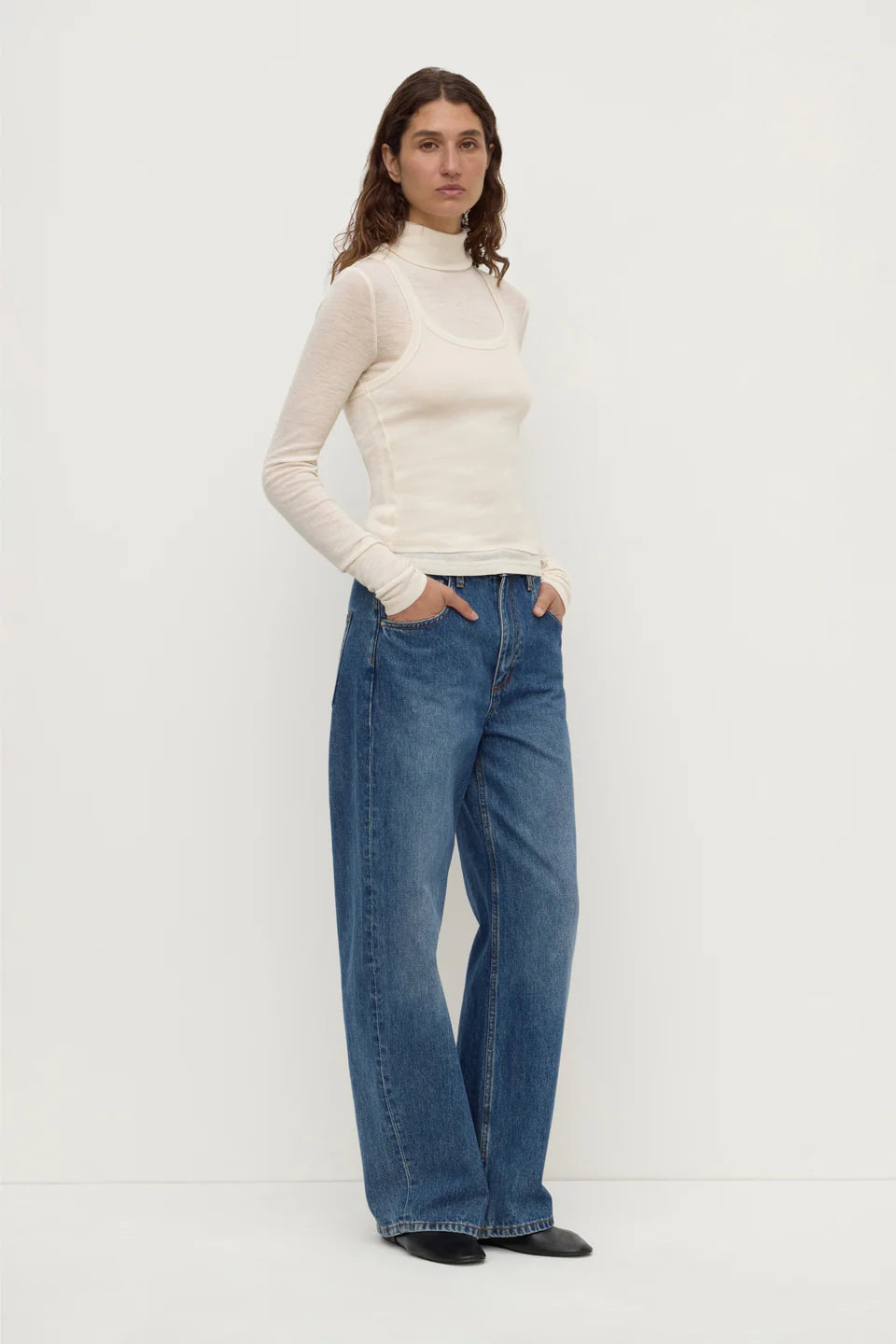 Nora Merino Wool Layered Turtleneck - Snow