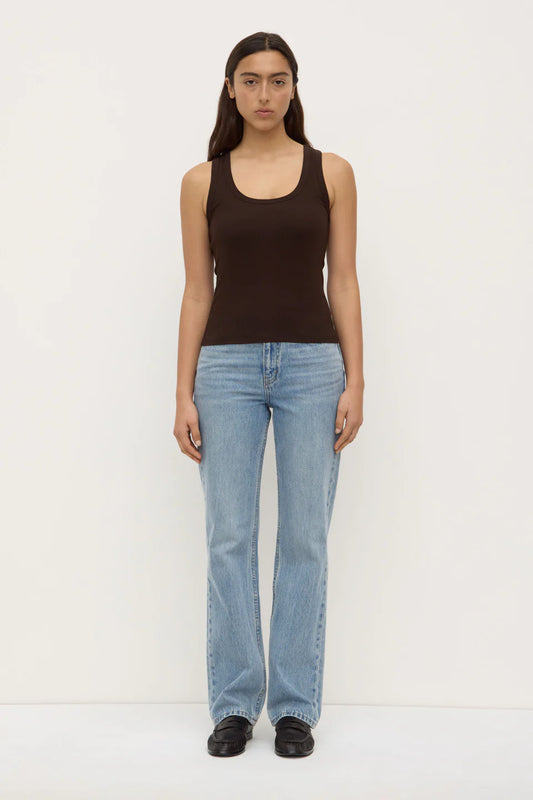 Robyn Scoop Neck Rib Tank - Ganache