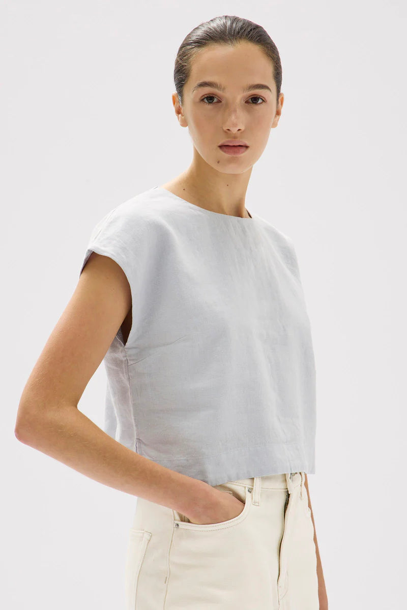 Tori Linen Top - Blue Haze