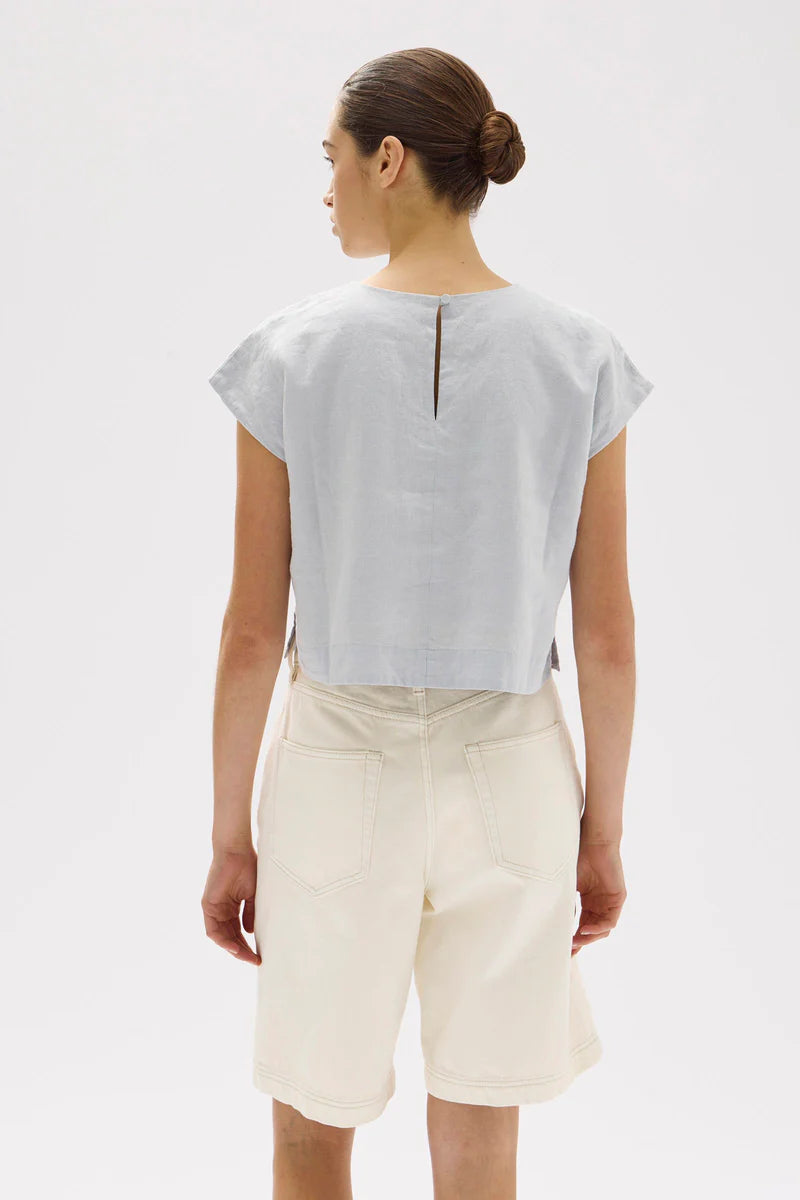 Tori Linen Top - Blue Haze