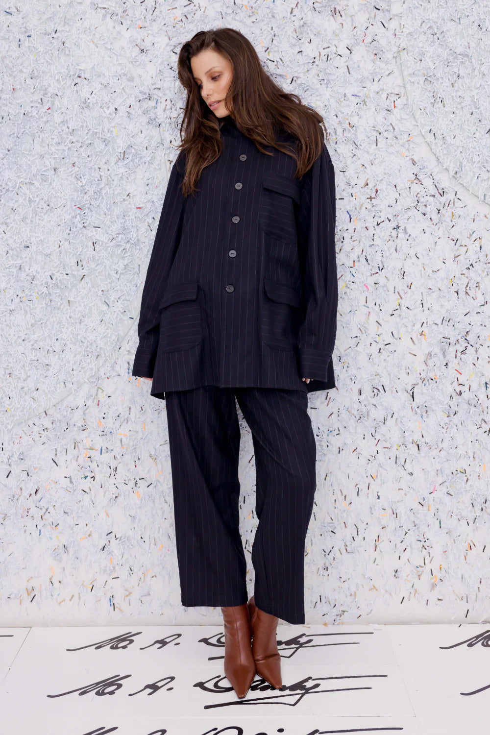 Keel Wool Hooded Jkt - Navy Stripe