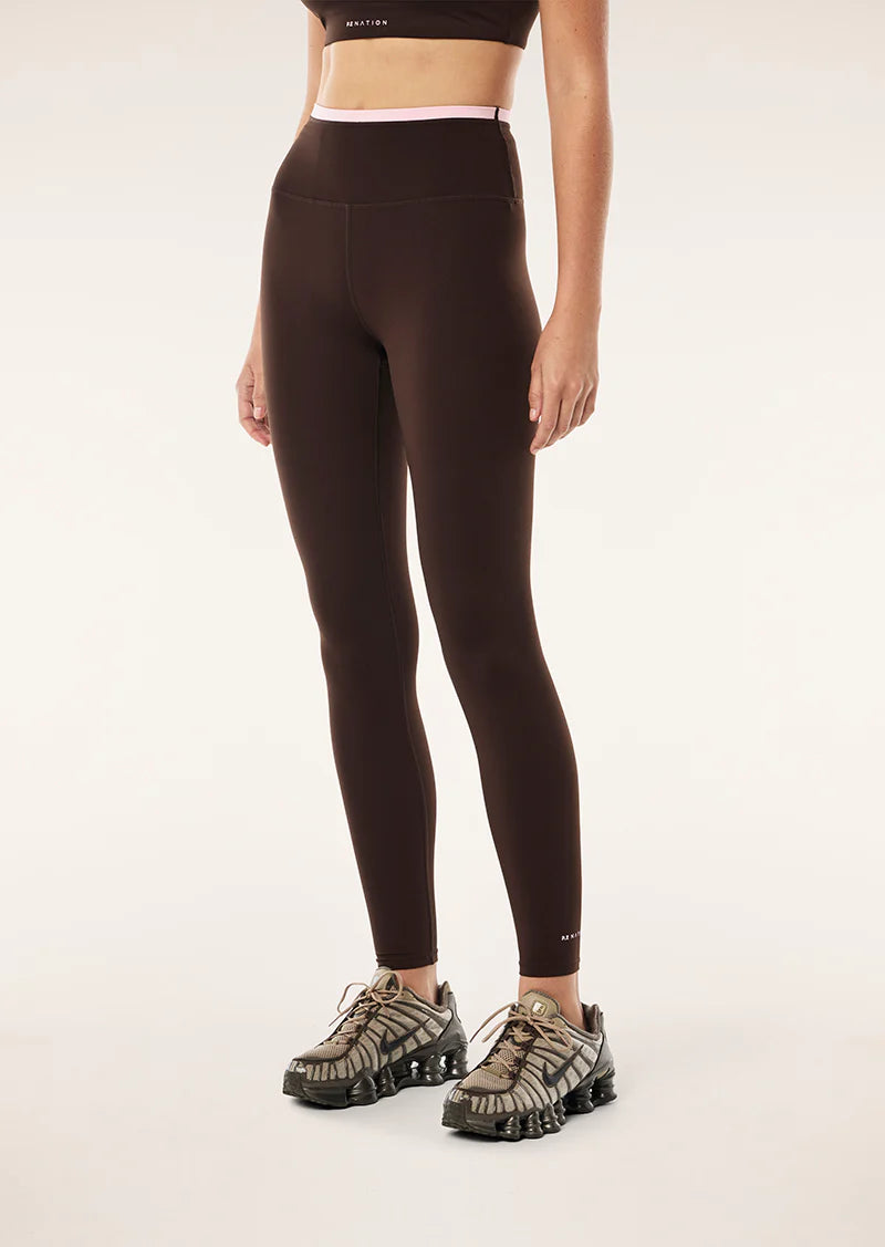 Vita Full Length Legging - Expresso /Chalk Pink